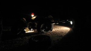 Flat tire on night safari