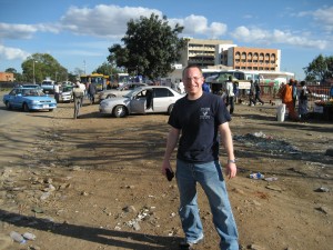 Me outside the bus station in Lusaka