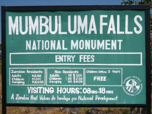Mumbuluma Falls entrance sign