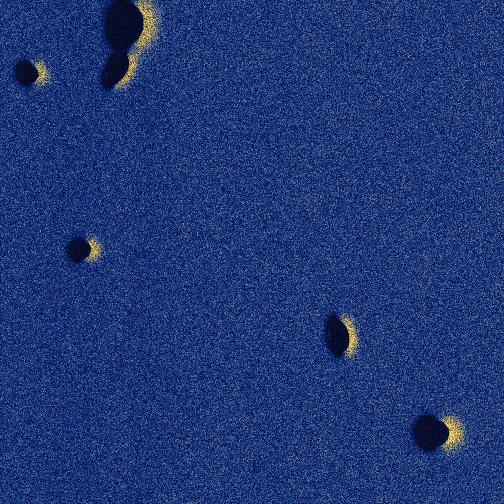 pockmark field, 0.05 per m^2 SAS tile