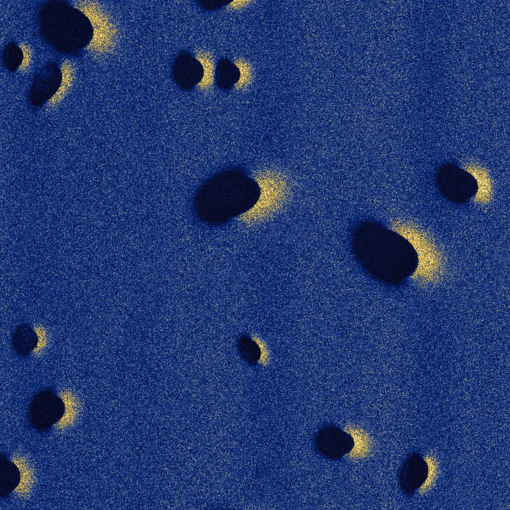 pockmark field, 0.1 per m^2 SAS tile