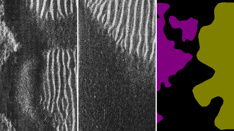Synthetic aperture sonar seabed textures and a resulting segmentation mask
